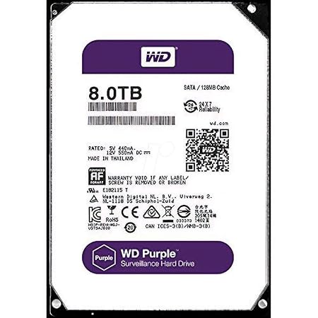 Western Digital Purple 8TB Surveillance Hard Disk Drive 5400 RPM Class SATA 6 Gb/s 128MB Cache 3.5 Inch