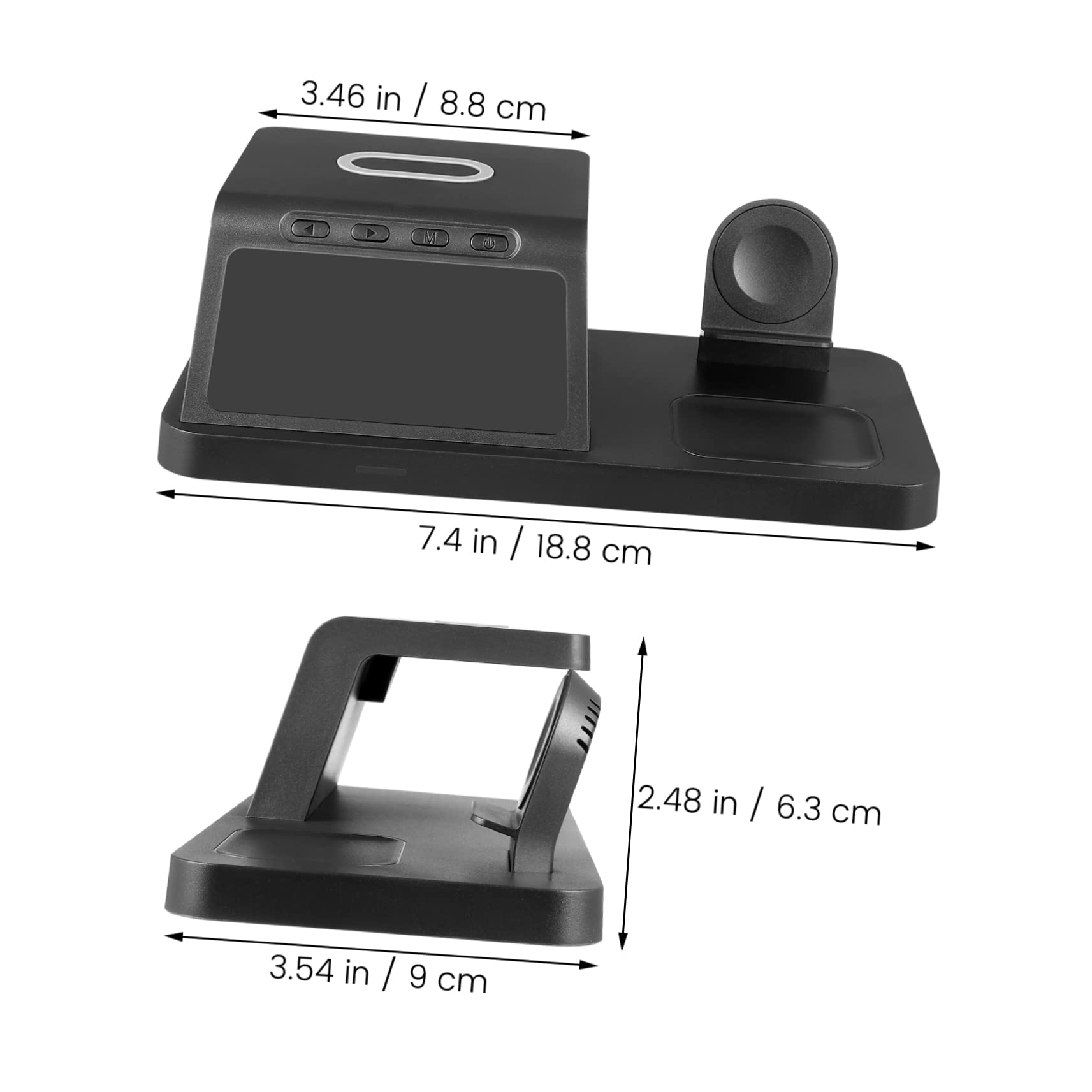 NUOBESTY Station de Charge sans Fil Support Charge Rapide pour Montre Connectée et Téléphones avec Horloge Numérique Intégrée