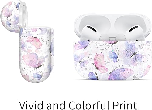 Miniatura 3 de Berkin Arts Funda para AirPods Pro de 2 generación, funda protectora de TPU ultra delgada con mosquetón con acuarela rosa mariposa ilustración