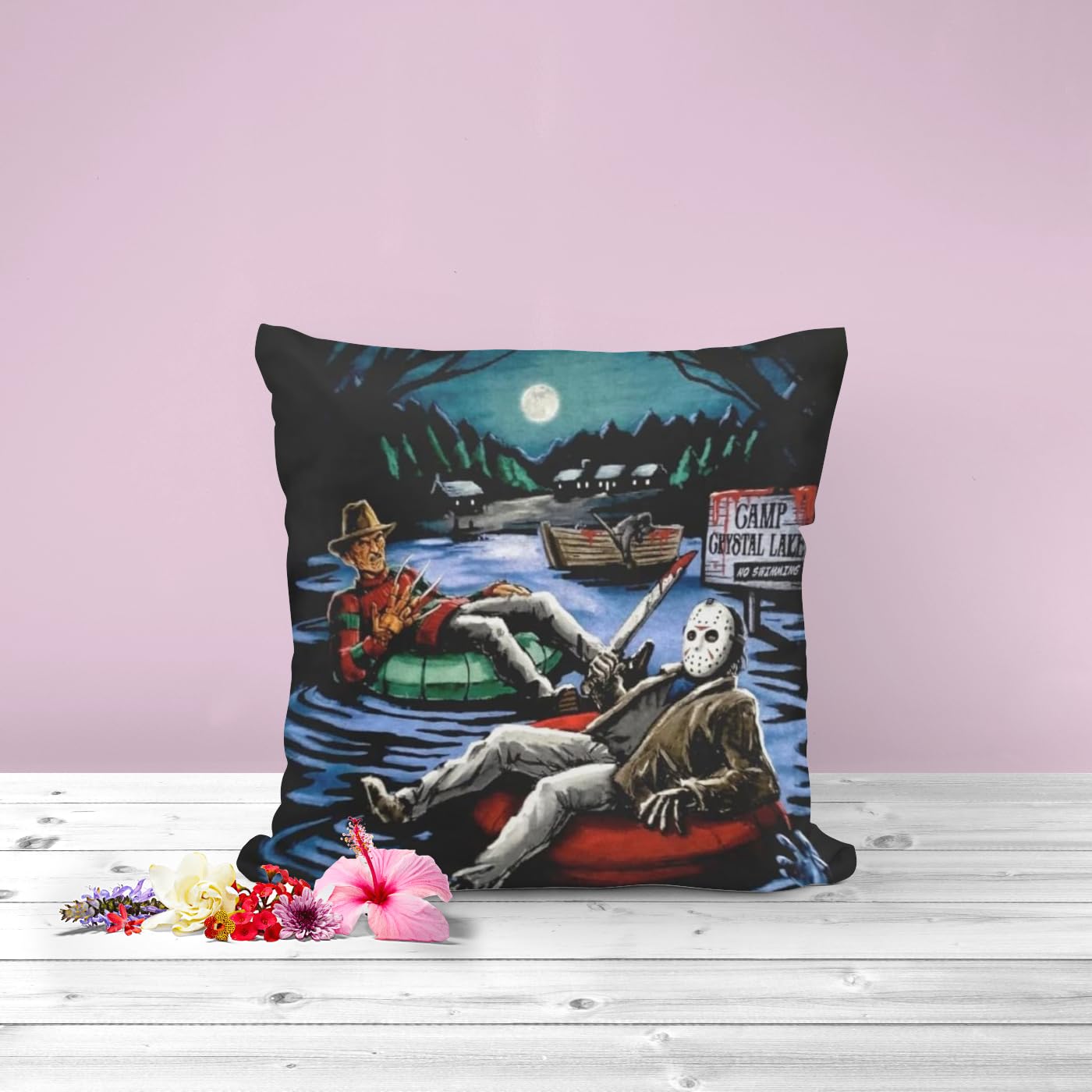 Jason Voorhees Freddy Krueger Venerdì 13 Halloween Horror Federa per cuscino | Idea regalo unica decorazione per la casa | 45 x 45 cm 45,7 x 45,7 cm | Freddy vs Jason
