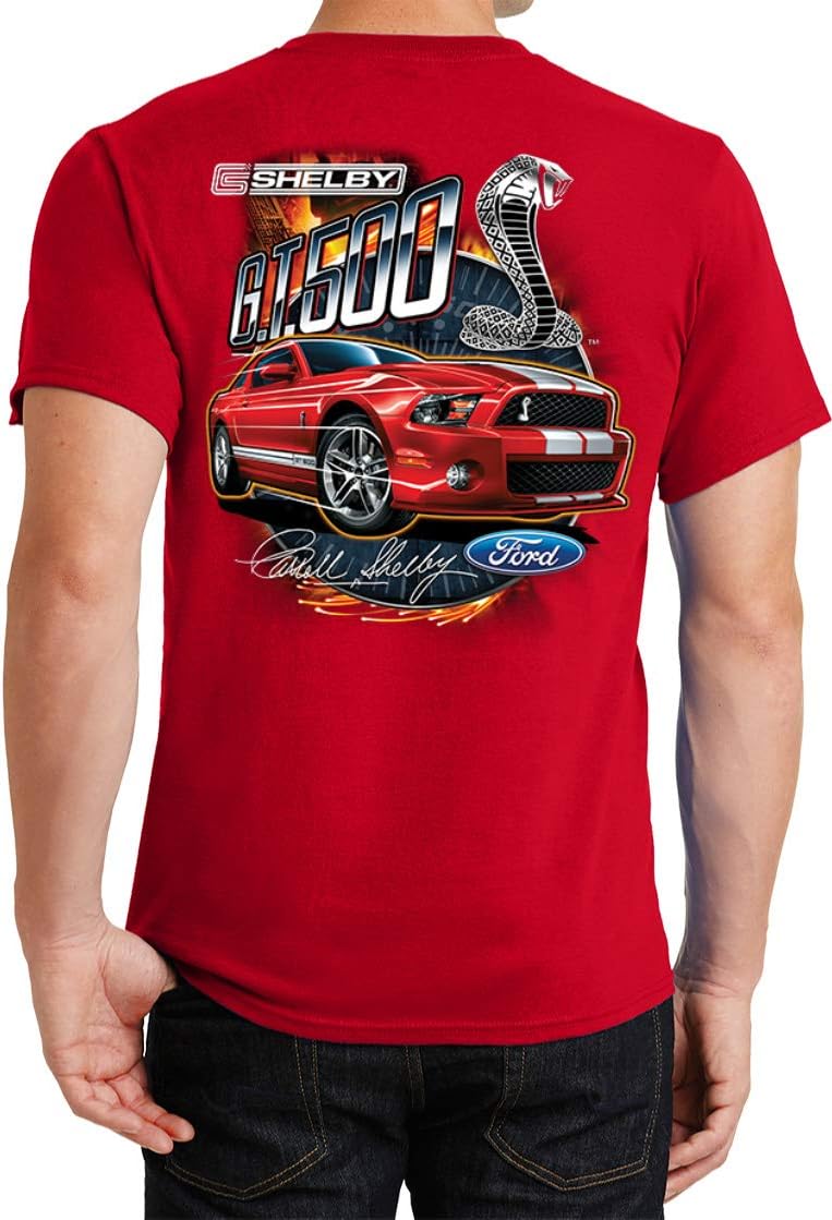 Ford Mustang T-Shirt Red Shelby GT500 Front and Back