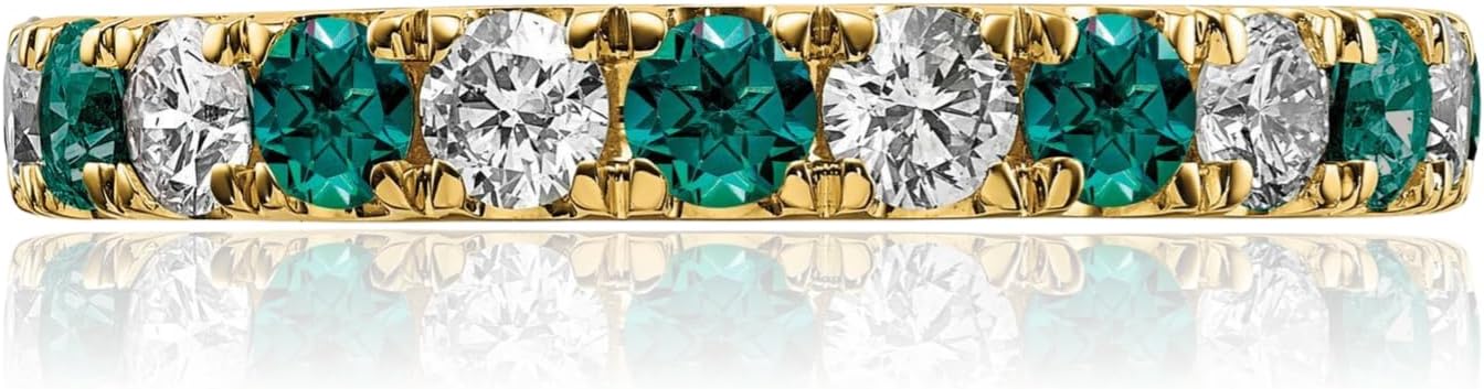 IceCarats 14K Solid Yellow Gold 1.50 carat Alexandrite Diamond Eternity Anniversary Ring 3.26mm Band Round Cut, Natural, Prong Set