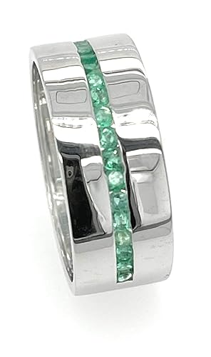 Miniatura 7 de Natural Emerald 925 Solid Sterling Silver Men's Ring Size 6, 7, 8, 9, 10, 11, 12, 13