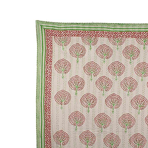 Colcha de algodón con diseño de flores de Kantha hecha a mano de calidad premium 4