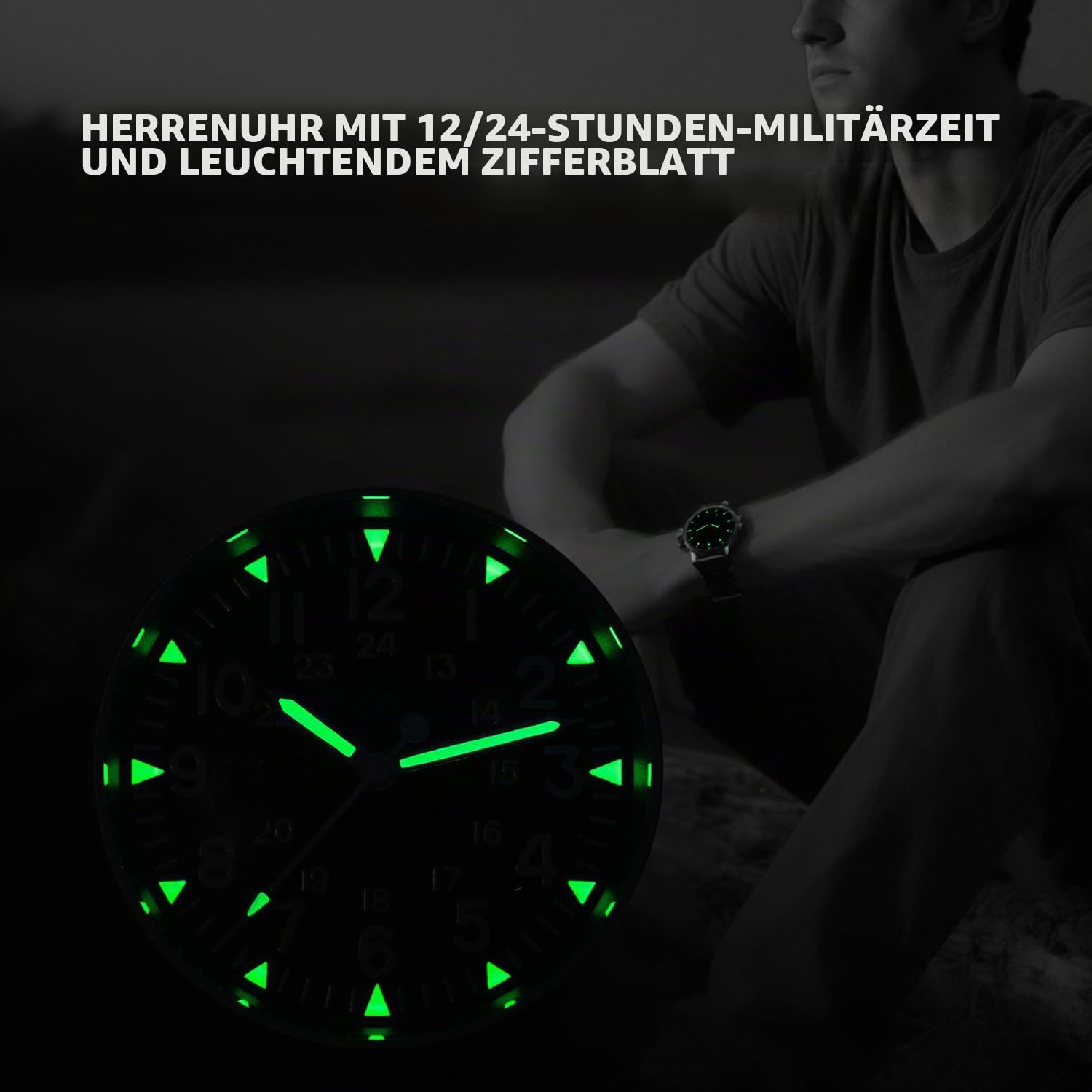 Militado ML05 ML05B 38mm Vintage Felduhren Für Männer, VH31 Schweigende Sekunde/515/Miyota Super 2035 Quarzwerk, Gewölbtes Saphirglas Mit AR-Beschichtung, C3 Super-Leuchtmasse, 100M Wasserdicht