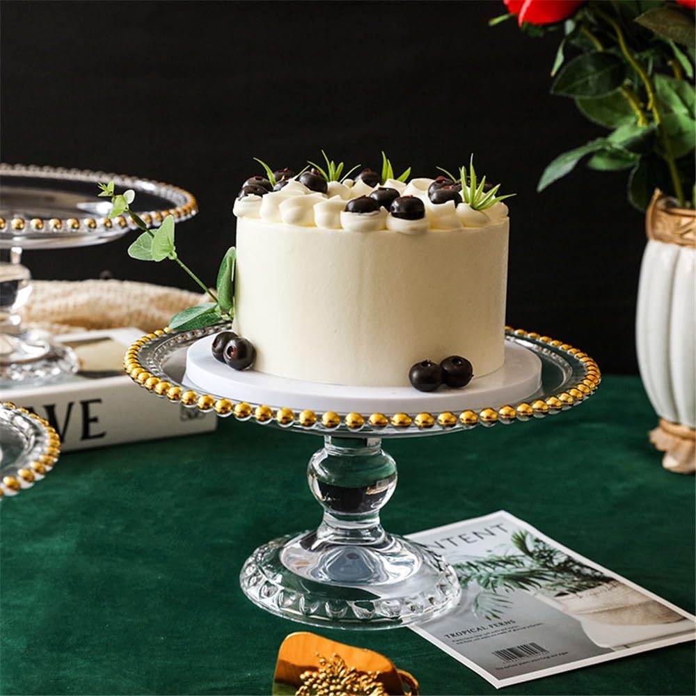 Kuchenständer ServierStänder Gold-umrandeten Kuchen Stehen Perlen Hohe-fuß Platte Obst Dessert Tablett Hochzeit Party Display Tortenständer
