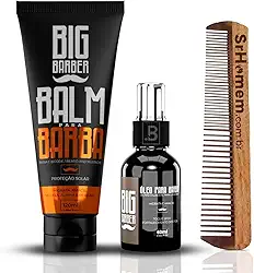 Kit Balm e Óleo + Pente Duplo Madeira Para Barba Big Barber