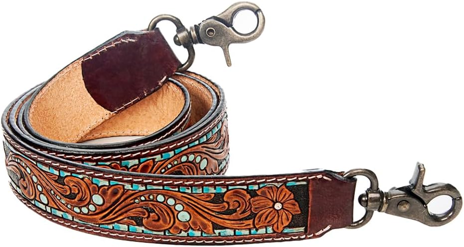American Darling Hand Tooled Genuine Leather Crossbody Handle Strap for Bags Phone Wallet Purse Clutch
