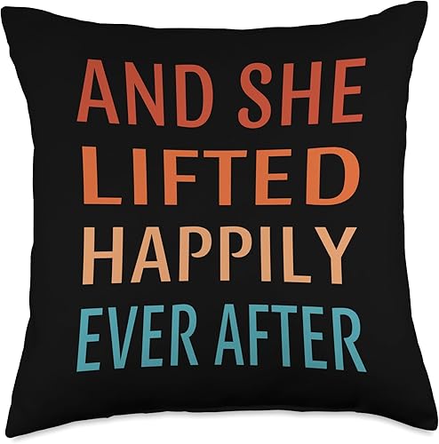 Miniatura 1 de Funny Fitness Gym Workout Tees And She Lifted Heavily Ever After Gym Funny Fitness Workout Throw Pillow, 18x18, Multicolor