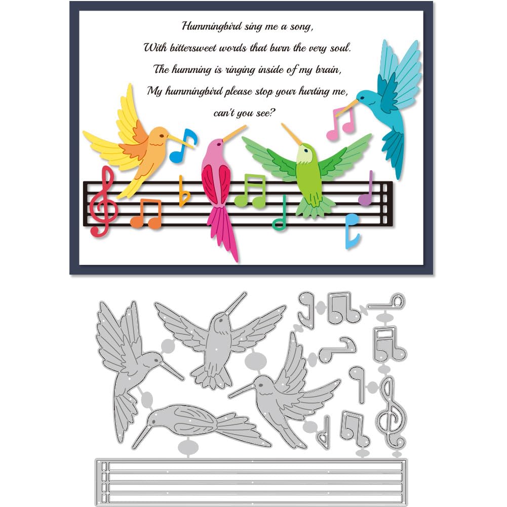 DELORIGIN Singing Hummingbird Dies Cuts Carbon Steel Cutting Dies Card Making Cutting Dies Stencils Template for Embossing Scrapbooking Craft Birthdays Christmas Greeting Card Gift Festival Decor