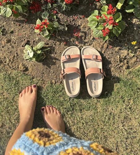 Image of Women's Vegan Leather Flat Sandals | Stylish Ladies Sandal with Cushioned Footbed | Lightweight & Waterproof EVA Sole | Comfortable Everyday Wear