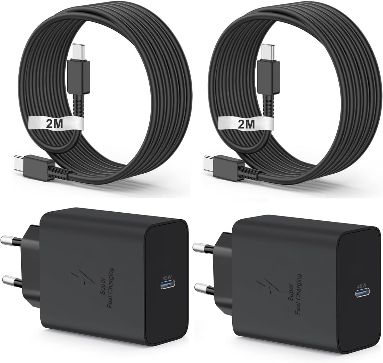 45W USB C Schnellladegerät Ladekabel für Samsung Galaxy S25 S24 S23 S22 S21 Ultra S20 A56 A55 A54 A53 A52 A51 A34 A33 A22 A16,Tab, Fast Charger mit Schnellladekabel, Ladegerät Netzteil Kabel 2M,2-Pack