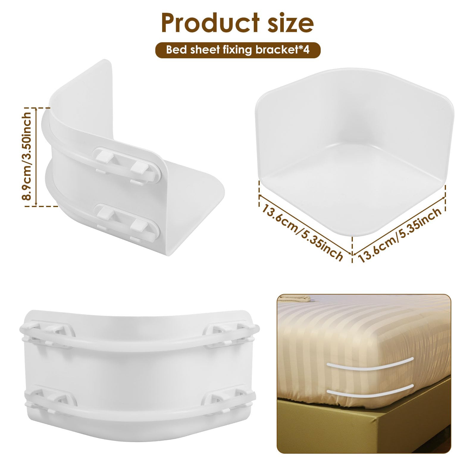 HJJWNDDNG 4/8Pcs Bed Sheet Holder with Fitted Lock Straps Creative Bedsheet Corner Fastener Keep Sheets Firm and Tight for Corner White(4,White)