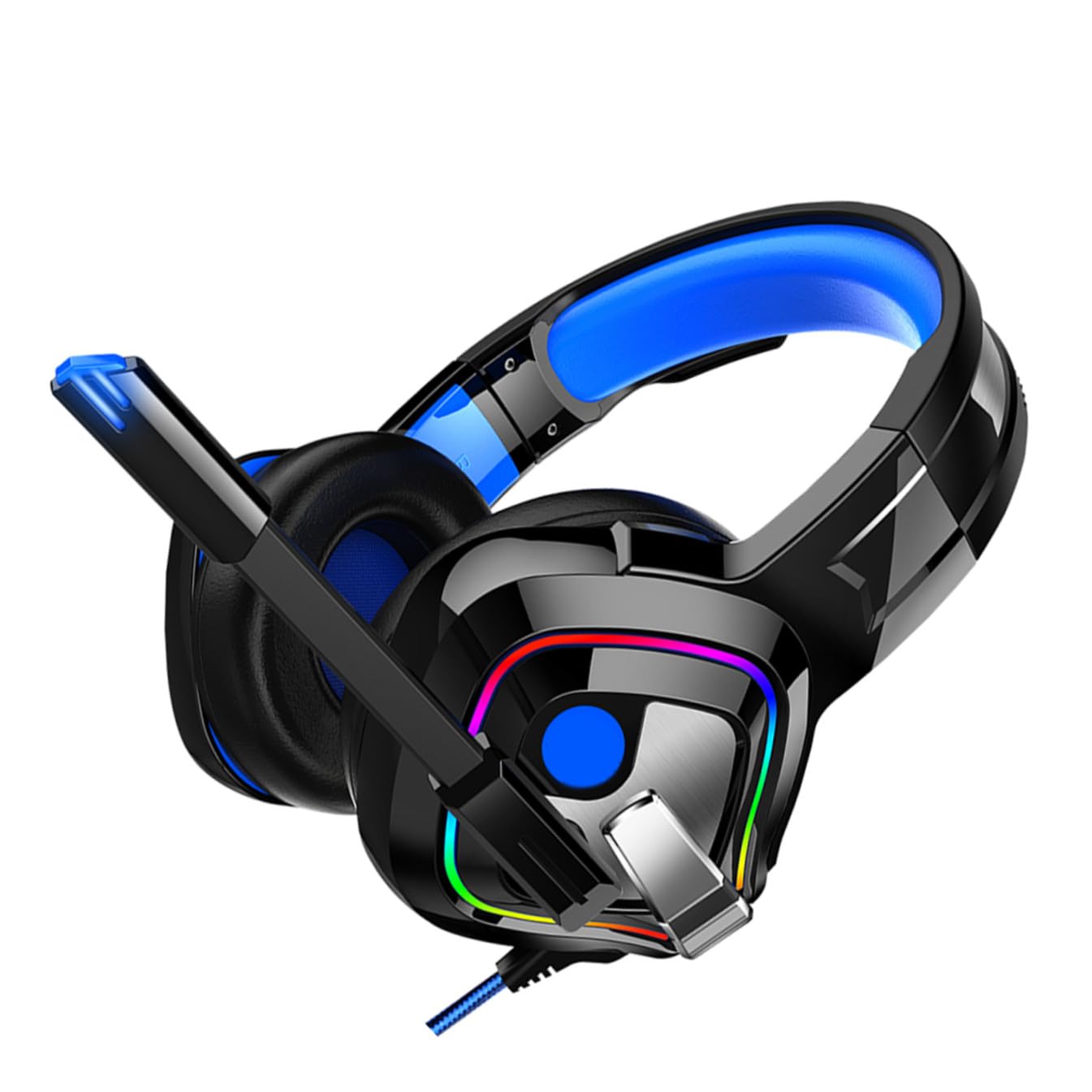 Casque de jeu RGB Uonlytech bleu avec basse surround pour PC - 8