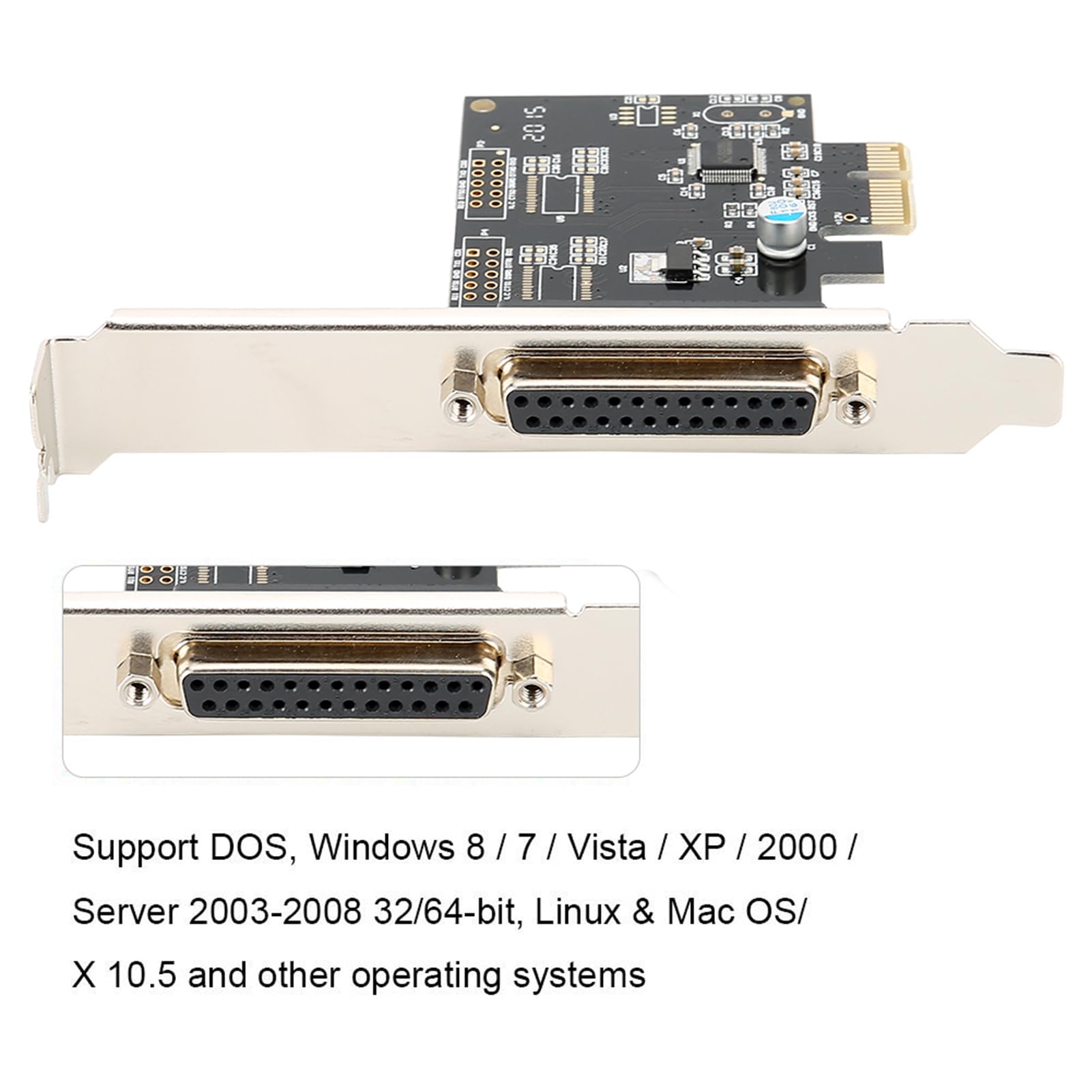 Akozon PCIE vers Parallèle, Port LPT Carte Parallèle PCI E Périphériques d'impression Adaptateur D'imprimante DB25