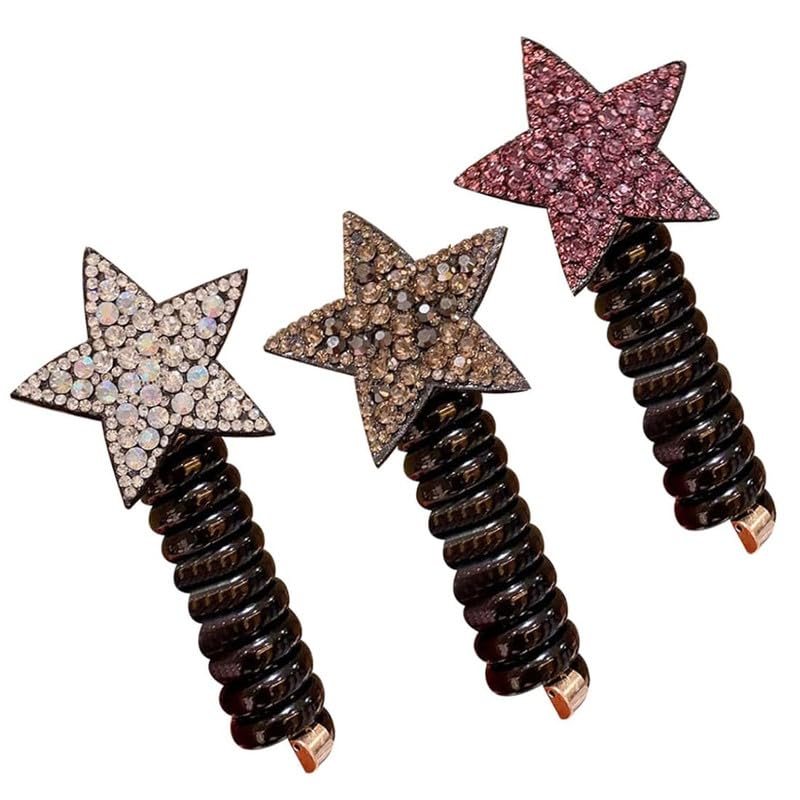DENICRAAS Colorful Wire Hair Bands for Kids | Star Ponytail Maker Elastic Braids | Phone Cord Spiral Hair Ties | Hair Accessories For Girl pack of 3 (B0D73WX3TF) Amazon Price History, Amazon Price Tracker