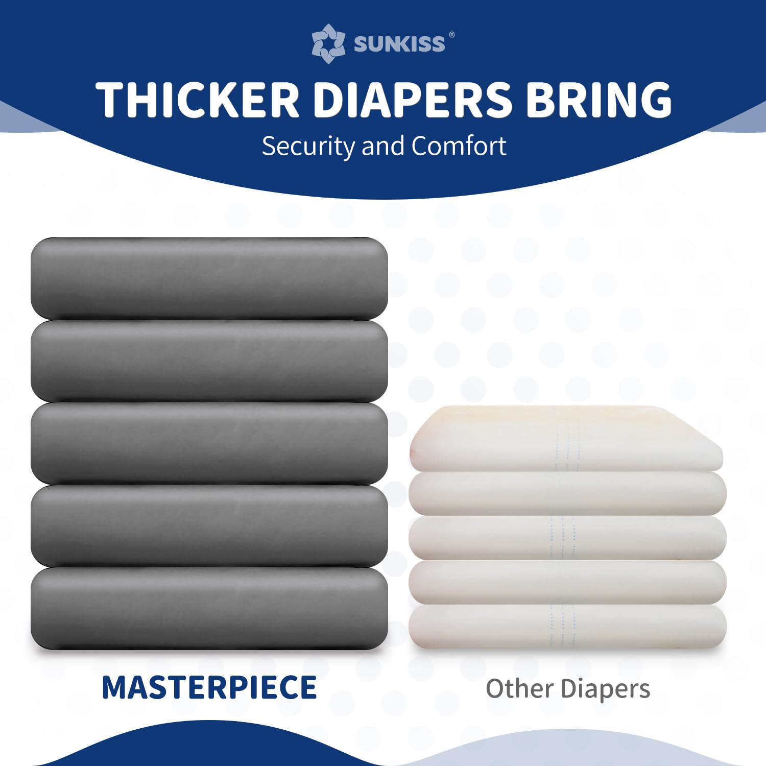 SUNKISS Masterpiece Adult Diapers with Tabs, Unisex Disposable Incontinence Briefs for Women and Men, Odor Control, Pink, Large/XLarge, Previously Large,10 Count: Grey L/XL(Pack of 10)