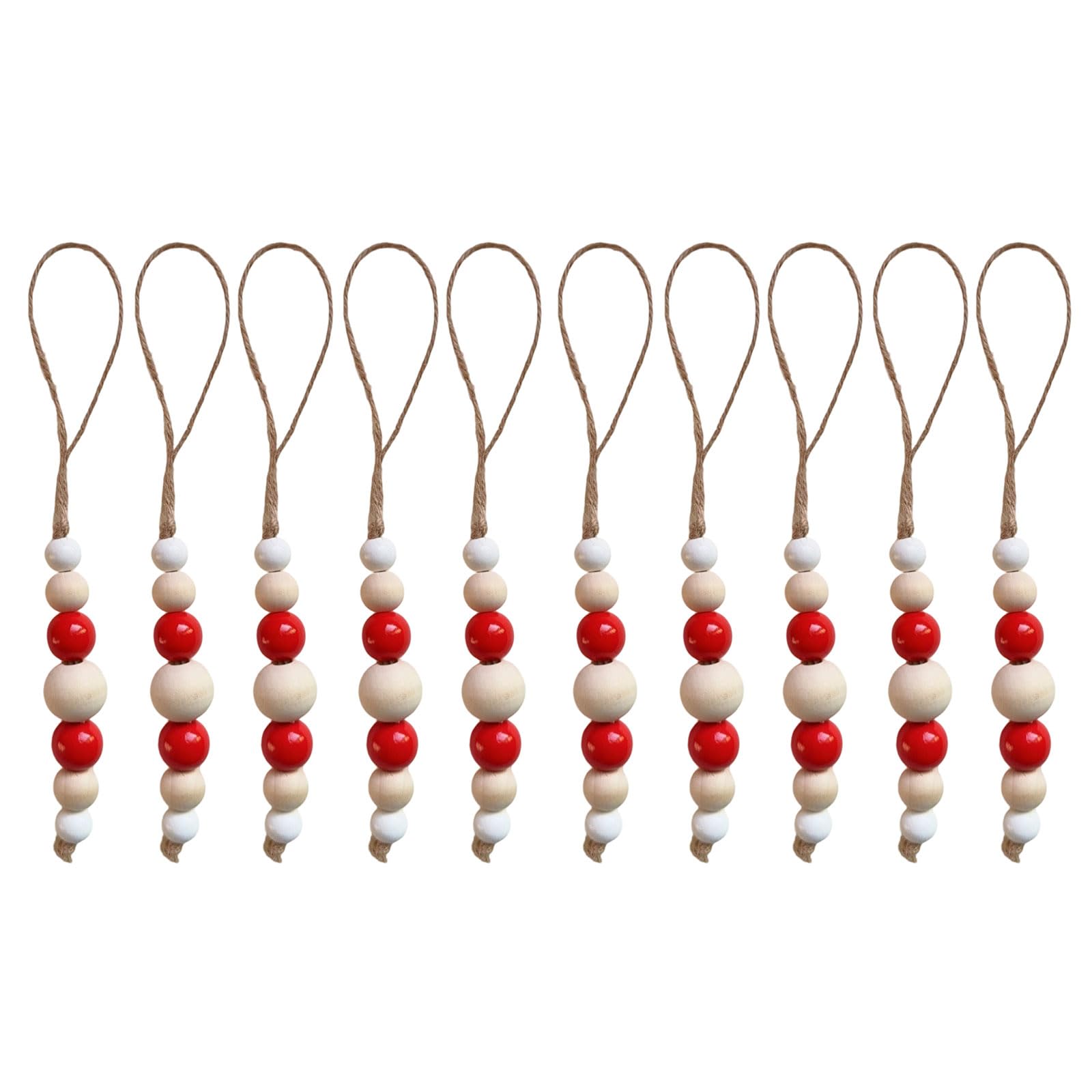 hogtnd 10 Pieces Wooden Beads Christmas Ornaments with Rope for Indoor Outdoor Christmas Decoration Bead Decoration