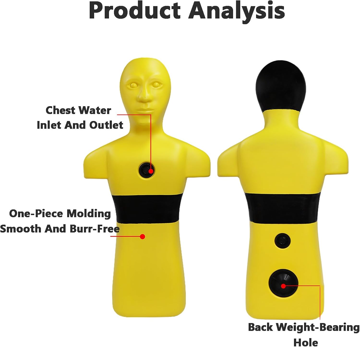 Pool/Beach and River Rescue Dummy for Firefighting Training and Drills, with Three Water Injection Holes and Quick Drain(Orange)