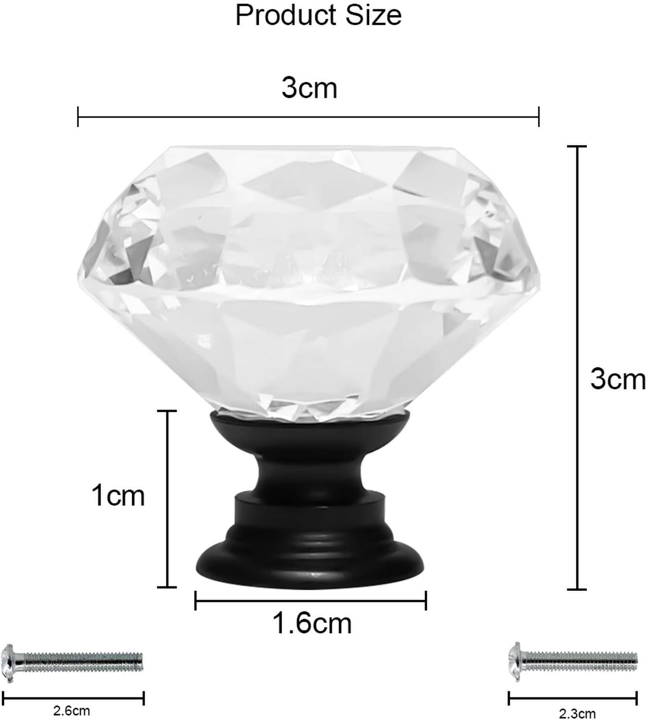 Dynasty 30mm Glass Crystal Dresser Drawer Kitchen Cabinet Door Hardware Knobs Handles - Color | Quantity Choice