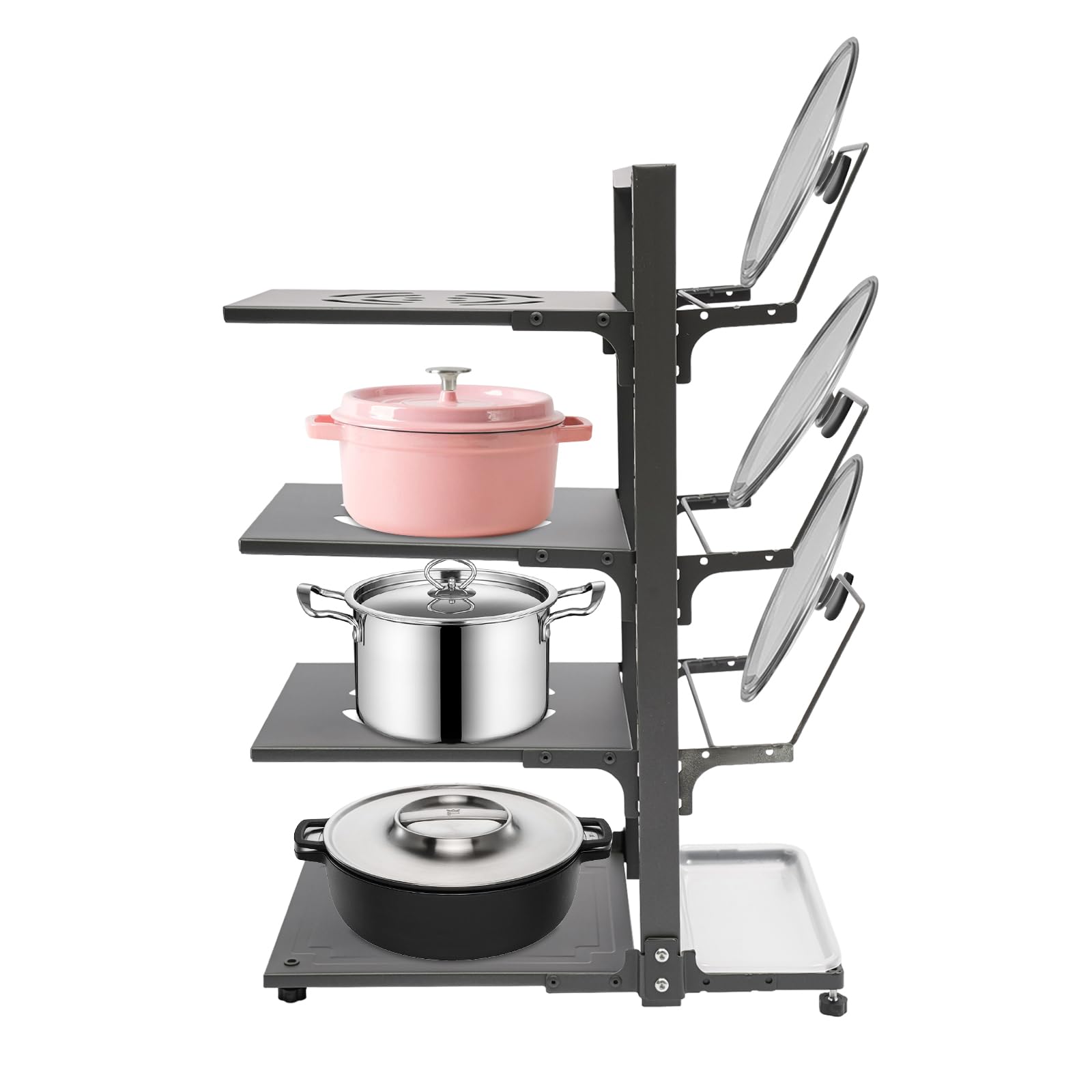Organisateur de casseroles et de poêles - Pour cuisinières électriques - En émail - Rectangulaire - Gris - 37 x 22,6 x 53 cm
