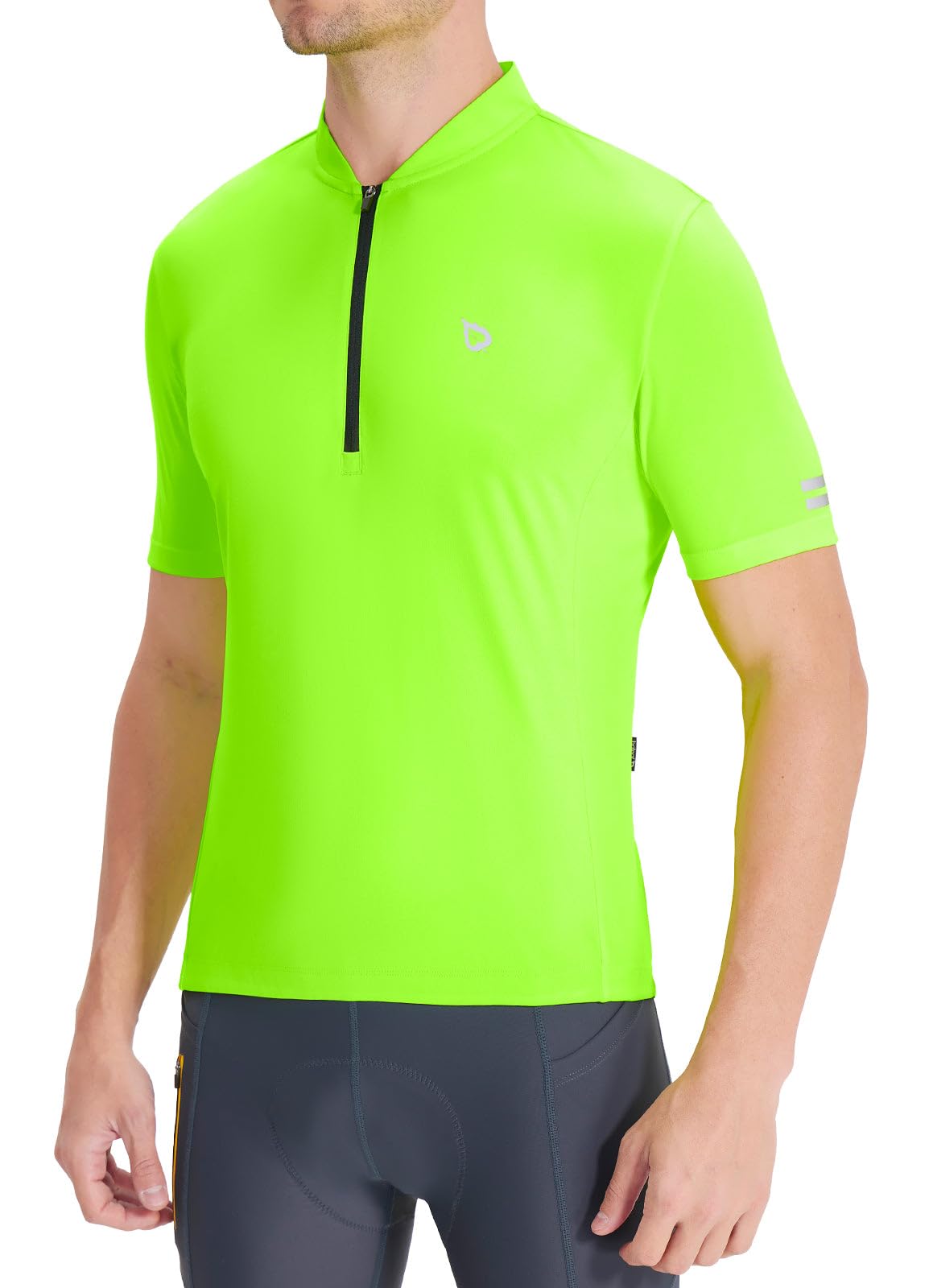 BALEAFMen's Cycling Jersey Short Sleeve Half Zip Bike Shirts Road Biking Tops 4 Rear Pockets UPF 50+
