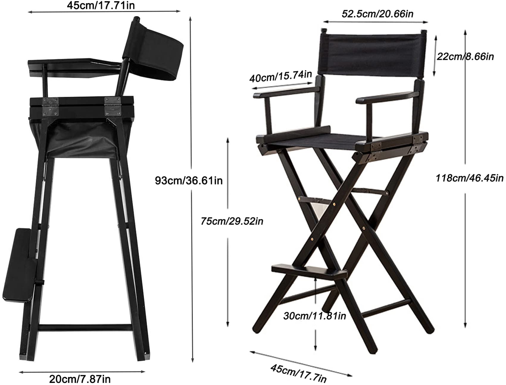 Lekkie przenośne aluminiowe składane krzesło do makijażu - krzesło reżyserskie z zagłówkiem i podnóżkiem na imprezy kempingowe i produkcję filmową - i łatwe do przenoszenia (kolor: A)