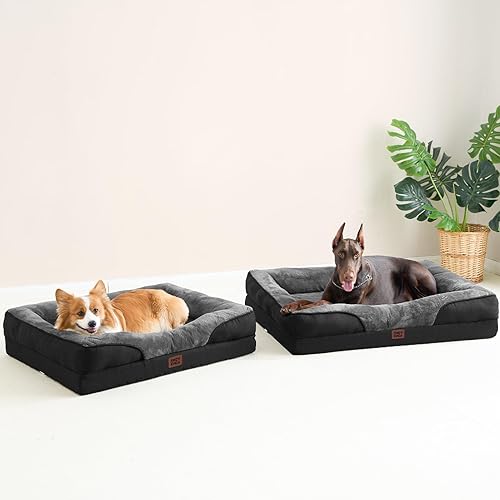 Miniatura 9 de EHEYCIGA Cama de espuma viscoelástica XL para perros de tamaño XL, sofá ortopédico extragrande para perros con lados y forro impermeable, sofá cama
