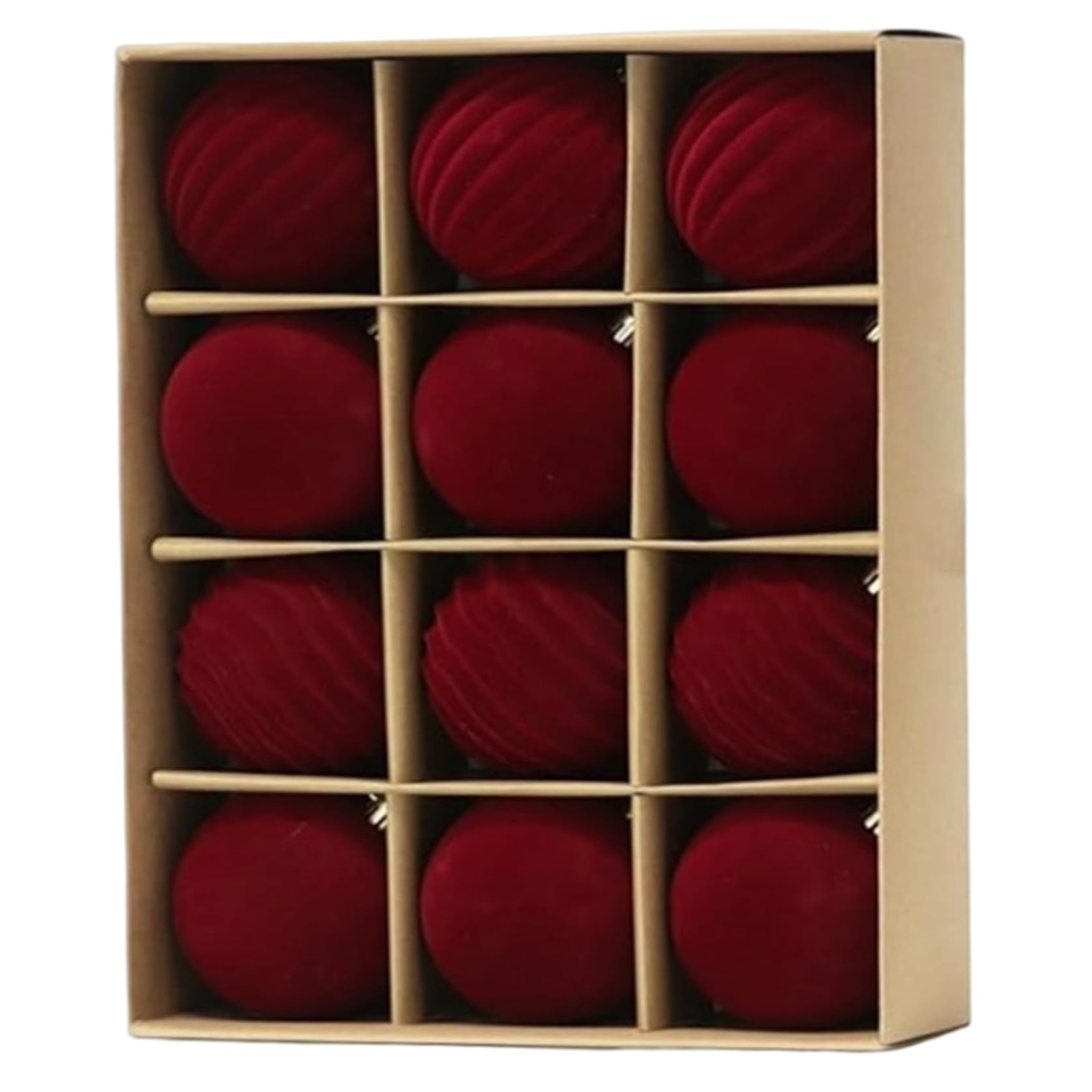 12pcs Christmas Balls 3.2 In Velvet Christmas Ornaments For Tree Hanging Flocked Velvet Balls Ornaments For Festivals Holiday Xmas Tree, Burgundy