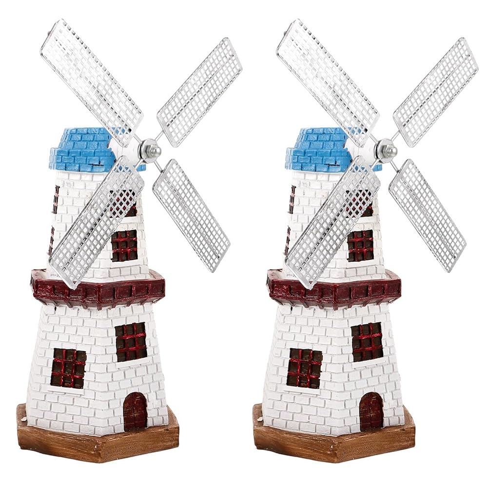 CTRLZS Windmill Ornaments, Retro European Dutch Windmill Statue Windmill Model Rural Desktop Ornaments Architectural Decoration