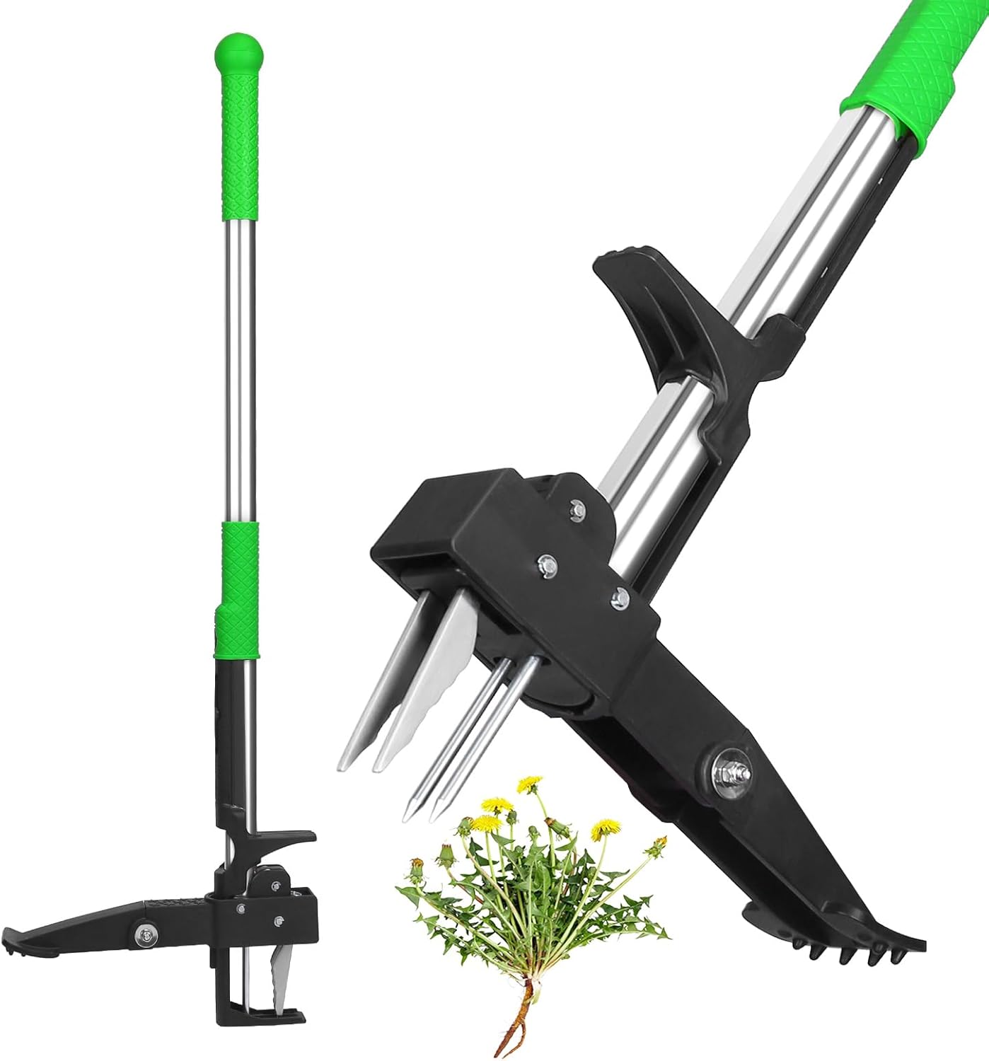 iMounTEK Weed Puller 38.97in Aluminum Weed Puller Stand Up Weeder Without Bending Kneeling Manual Weed Remover Tool with 4 Claws for Lawn Yard Garden Patio