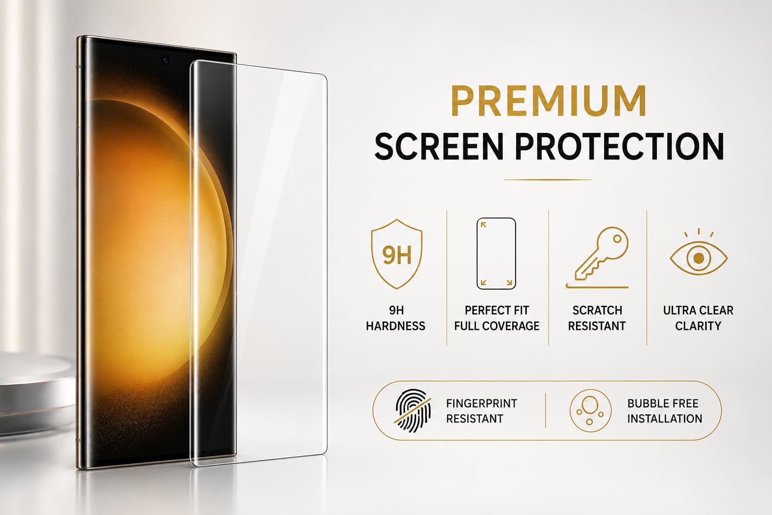 Tempered Glass for Samsung Galaxy S23 Ultra (6.8 Inch) with Installation Kit | 9H Edge to Edge Screen Protector | Anti Scratch — Amazon image 2