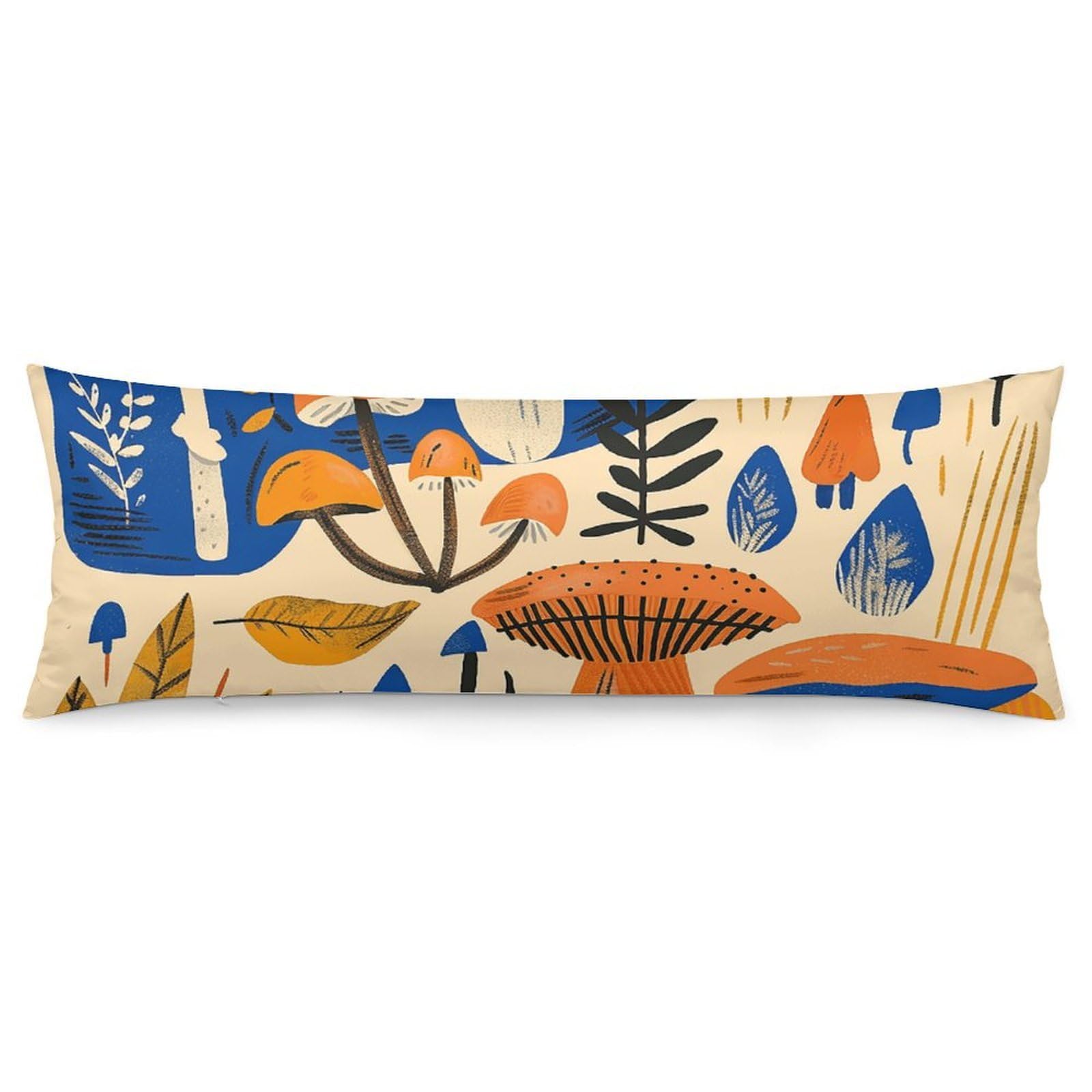 2 Pack Pillow Cases for Hair and Skin, Soft Breathable Pillow Case Covers with Hidden Zipper, Mushrooms and Leaves Pillowcase 20"x54" Pillow Covers for Sleeping Gift