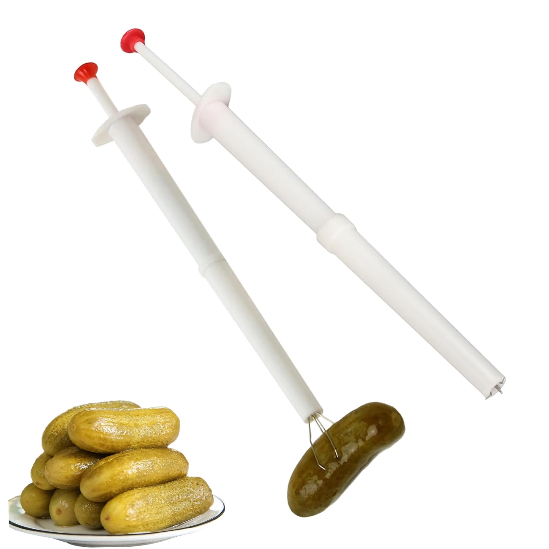 Vervevum Pickle Fork 2Pcs 7.87 Inch Pickle Grabber Stainless Steel 4-Claw Flexible Pincher Kitchen Food Grabber Tool for Olives, Beets, Peppers