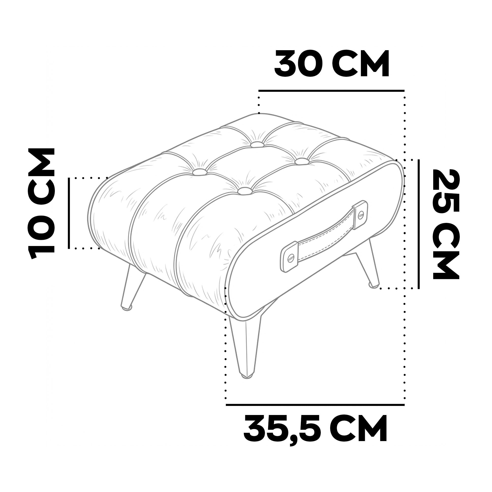 FRANKYSTAR® Kumo - Sgabello Pouf Ottomano Moderno 35,5x25x30 cm Poggiapiedi Panca Moderna in Similpelle Cuoio