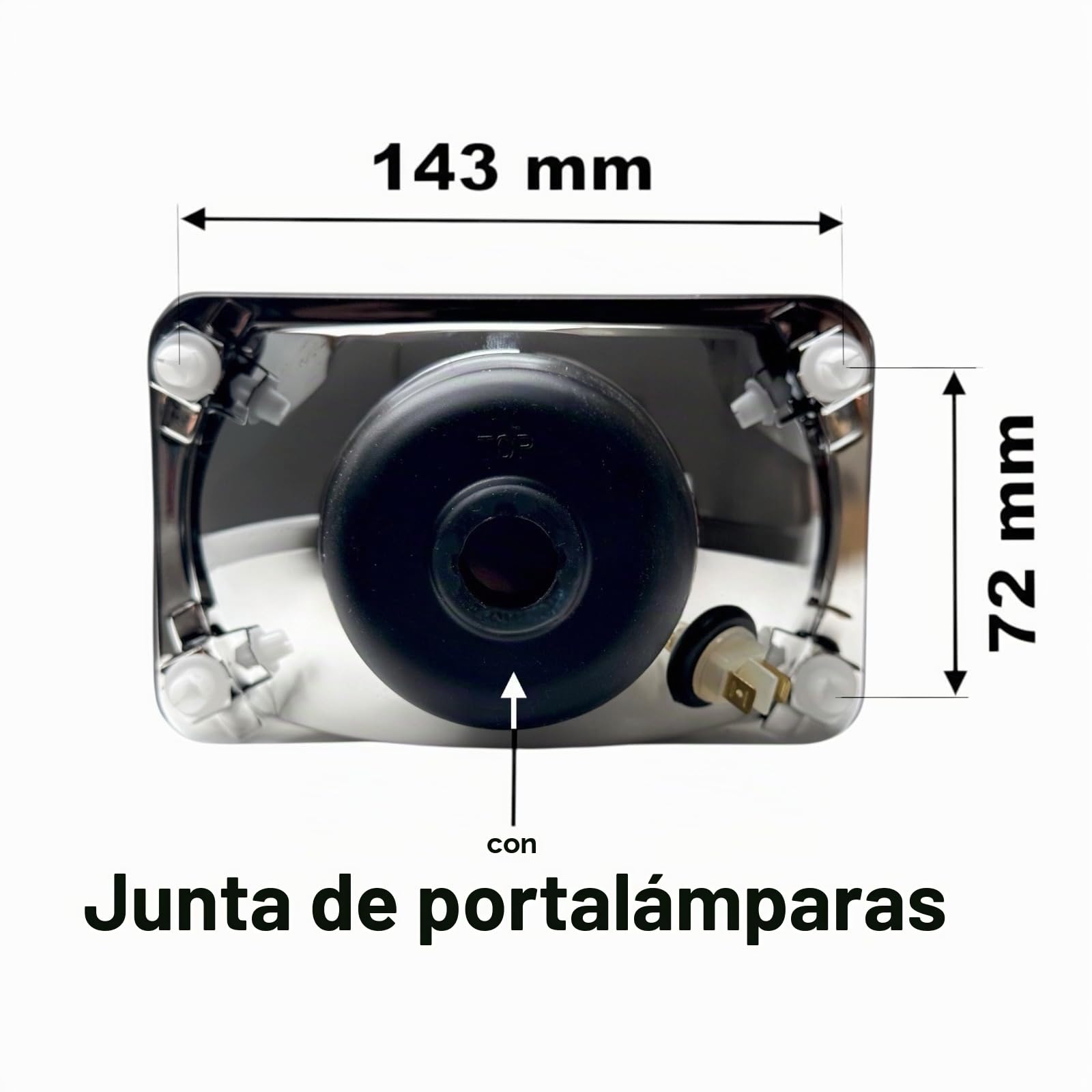 Juego de 2 Faros Delanteros para Tractor Agrícola Universal - H4 12V/24V - Luz de Cruce, Carretera y Posición - Carcasa de Metal y Vidrio - Homologado E20 IP54-168x106mm