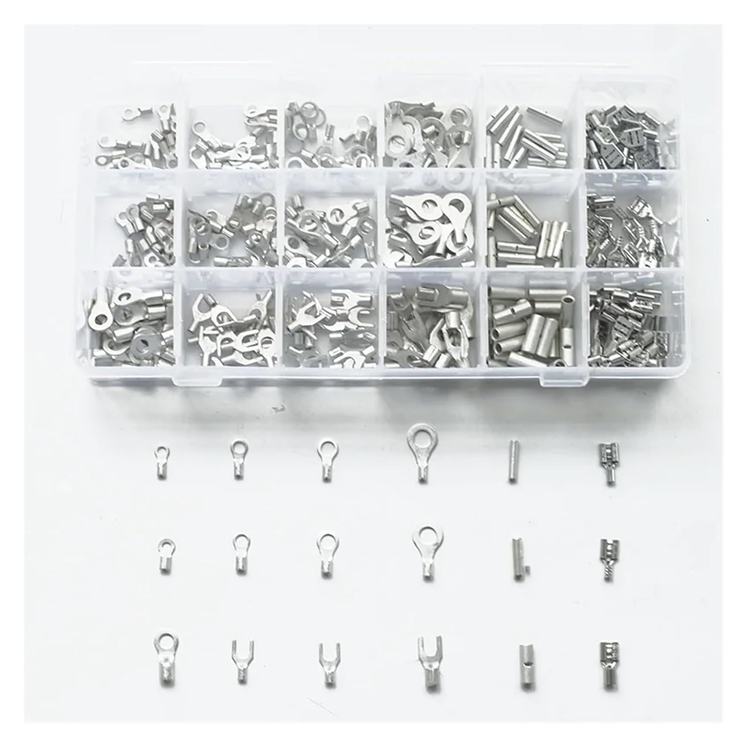 360 Pcs Cold Naked Non-Insulated Ring Fork O/Y/U-Type Terminals Assortment Kit Cable Crimp Spade Connector VUQLDHAYZ