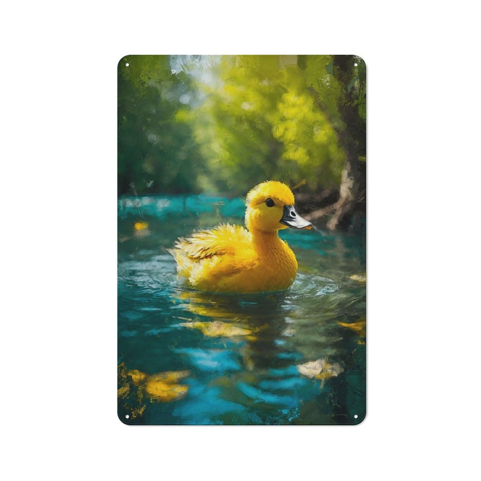 Junmoney Ducklings Delight Tin Wall Plaque 30X20cm With For Bar Or Restaurant, Suited To Bar Decor Enthusiasts