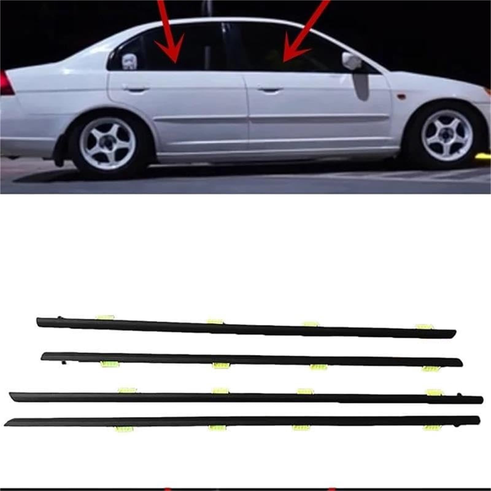 Uszczelka gumowa automatyczna Uszczelki bocznej szyby samochodu Drzwi szklane Wodoodporna uszczelka dociskowa, dla Civic 2001 2002 2003 2004 2005