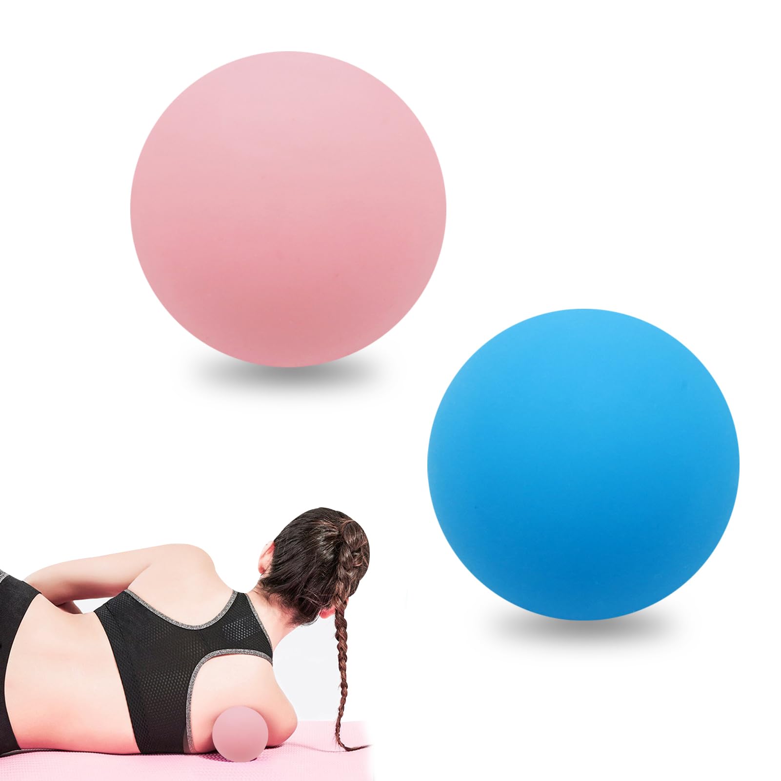 DAYONG 2 Pack Massage Lacrosse Ball, Silicone Muscle Fitness Massage Ball, Suitable for Deep Tissue Massage Myofascial Release Trigger Point Full Body Relax Relief Sore Muscles. (M-1)