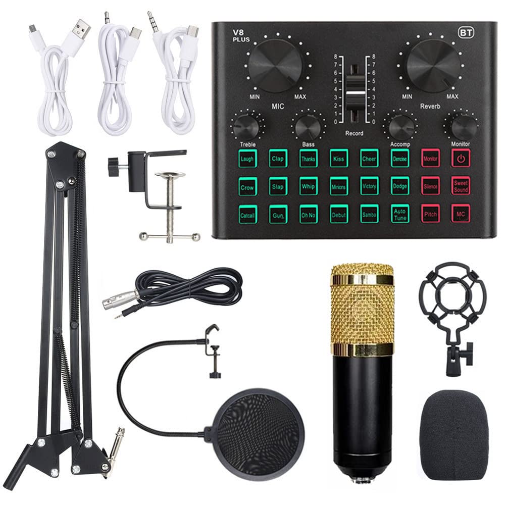 Scheda Audio Live, Mini Mixer Audio con 15 Effetti sonori, 4 modalità di Pitch e 12 Tasti di sintonizzazione Automatica, Cambia Voce Bluetooth per Registrazione Audio, Trasmissione di g
