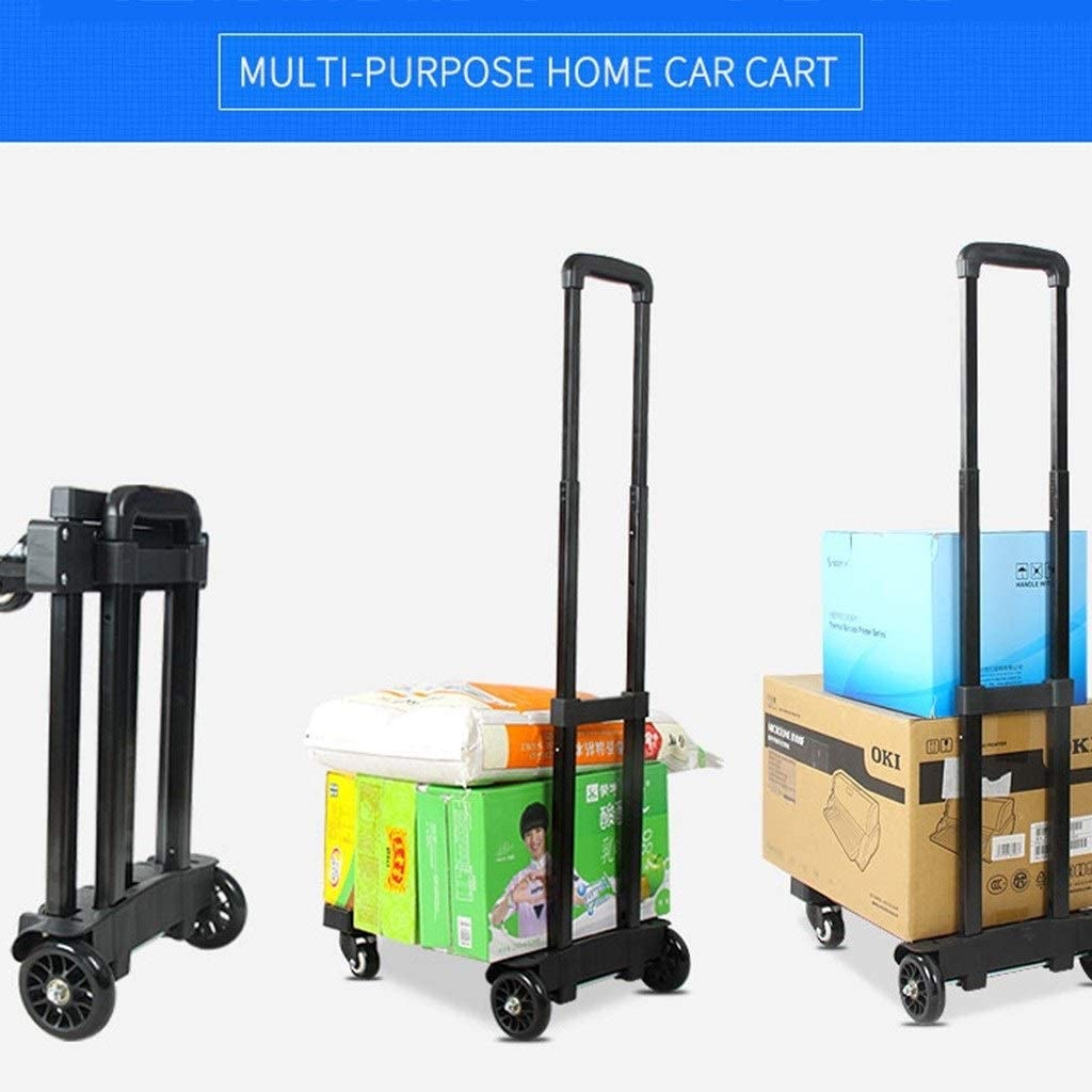 Carrelli elevatori Carrello Home Comodo Carrello Carrello Piccolo Nero Carrello Pieghevole da Viaggio Carrello portabagagli Universale