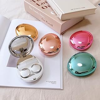 Contact Lens Case, Cute Mini Portable Travel Contact Lens Box Kit with Mirror Tweezer Stick and Portable Solution Bottle Holder Girls Women Contact Lenses Case Leakproof Container Lenses Box Gifts (Silver)