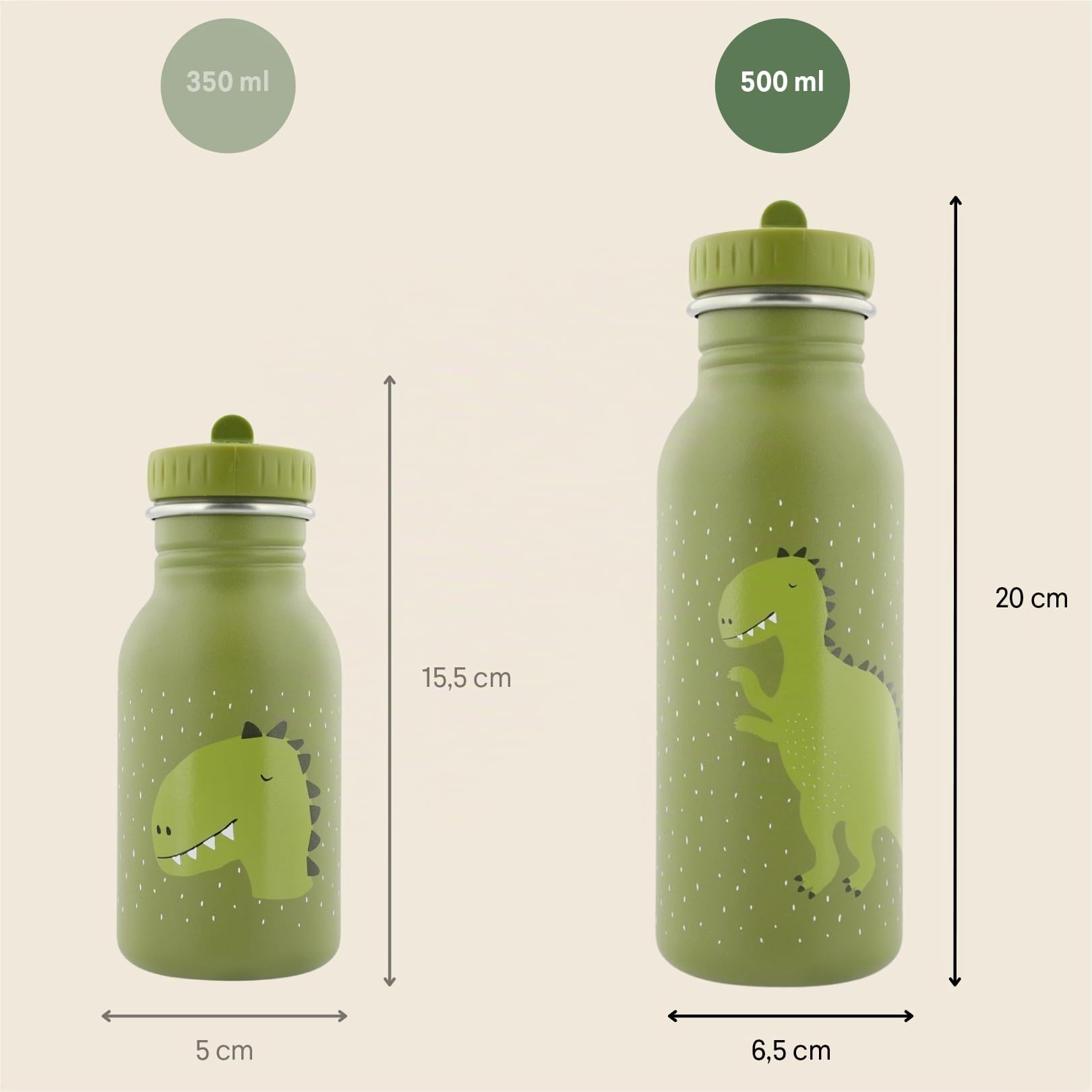 Trixie - Botella de beber para niños de acero inoxidable 500ml - Mr. Dino (Dinosaurio)