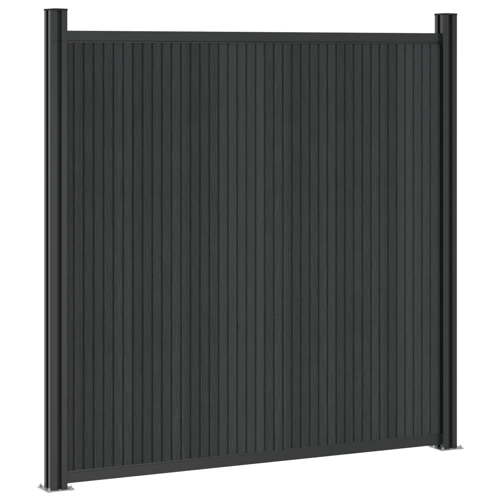 Zaunelement 7 pcs WPC und Aluminium Schwarz, Gartenzaun Sichtschutz mit stabiler Konstruktion, wetterbeständig für Terrasse, Balkon, Vorgarten und Außenbereich