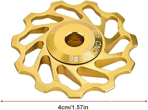 Miniatura 3 de VGEBY - Polea de desviador, 2 rodillos de cerámica 11T/13T, rueda trasera con adaptador de orificio (11T-dorado)