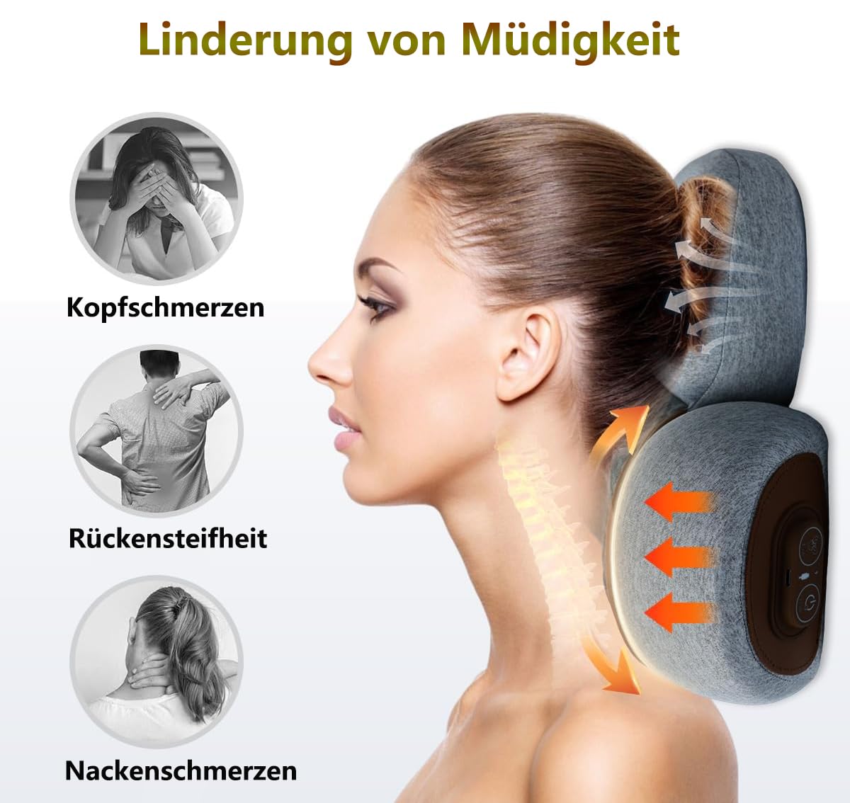 Nackenmassagegerät Elektrisch mit Wärme, 2025 Upgrade Entspannungskissen für Nacken Zervikales Massagekissen, Nackentraktion Schulterkorrektor für Schmerzlinderung tiefes Gewebe