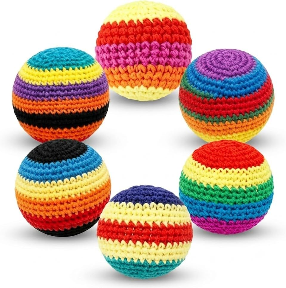 2026 NewUpgraded Handmade Knitted Set, Colorful Crochet Footbag Sacks, Juggling Balls for Adults Beginners, Portable Handwoven Toss Hacky Balls