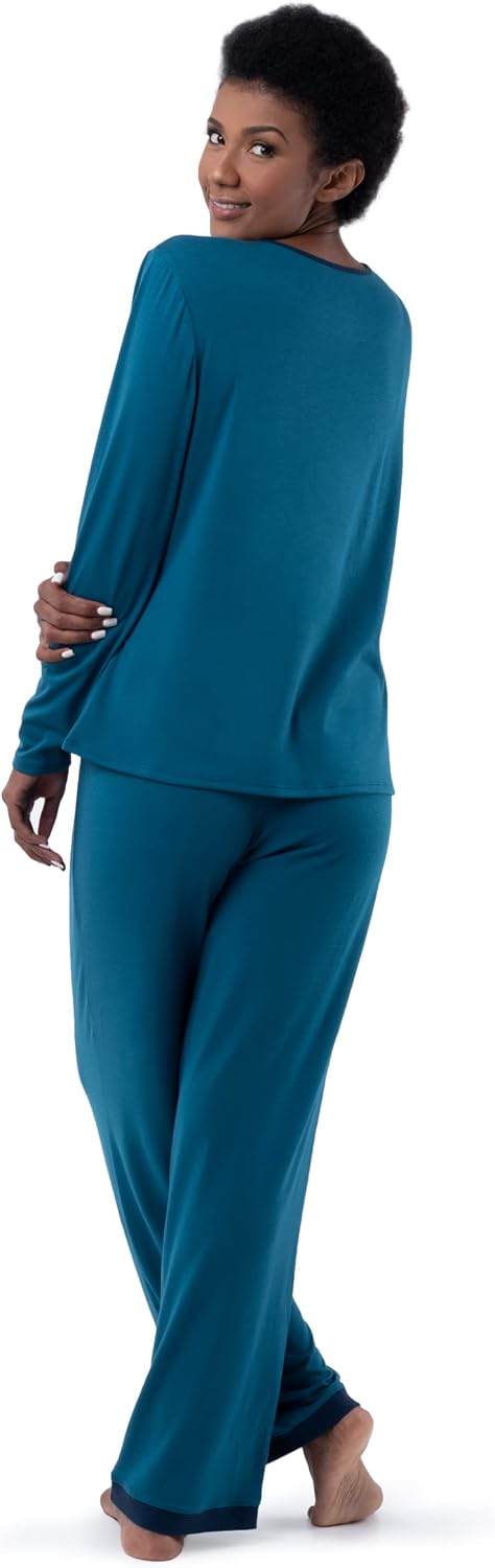 Fruit of the Loom womens Long Sleeve Tee and Pant 2 Piece Sleep Set - Image 2
