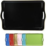 Vista 19 de Bandeja decorativa rosa para mesa de café, bandeja rectangular de plástico con asas para sala de estar, otomana, baño, 15.7 x 10.2 pulgadas